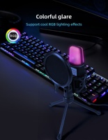 Microphone à condensateur filaire USB RGB Pro Gaming SF 666R avec éclairage RGB, audio cristallin, léger, portable, omnidirectionnel pour ordinateur de bureau