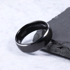 Anillos de Tungsteno con Borde Plateado Pulido Negro de 6/8 mm de OAHLAN, Joyería de Moda <span class=keywords><strong>para</strong></span> Hombres y Mujeres, Anillos de <span class=keywords><strong>Boda</strong></span>, Compromiso y Pareja - Product Image 5