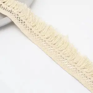Hot Sale Crocheted Unique Raw White Cotton Lace Trim Tassel Fringe Trim Crocheted Cotton Lace Trim