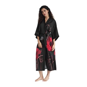 Camisones de satén Yaoting de poliéster para mujer, <span class=keywords><strong>talla</strong></span> <span class=keywords><strong>grande</strong></span>, de verano, con cuello caído, manga tres cuartos, ligeros y largos - Product Image 4