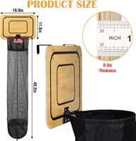 Panier à linge en bois en forme de panier de basket – Panier à linge suspendu à la porte avec cordon de serrage, solution gain de place pour vêtements sales pour enfants