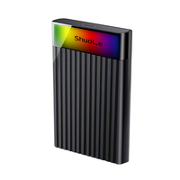 SHUOLE casing HDD portabel 2.5 inci, sarung hp eksternal SATA dengan lampu RGB, Hard disk drive kualitas bagus
