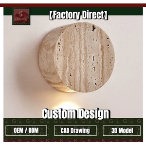 Lámpara de Pared Cilíndrica de Travertino Beige Natural Sólido para Dormitorio, Escalera, Sala de Estar, LED COB, OEM, ODM, Personalizable, GOLDKING - Product Image 1