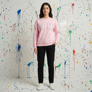 Sudadera con Capucha BRIK PINK, Forro Polar, Invierno, 100% Algodón, Apliques Vintage Bordados, Cuello Ancho, URBAN PRODUCTIONS - Product Image 1