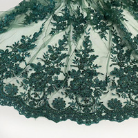Tissu en dentelle blanc pur, perles brodées, tissu en dentelle à paillettes, tissu en dentelle à mailles, tissu pour robe de mariée