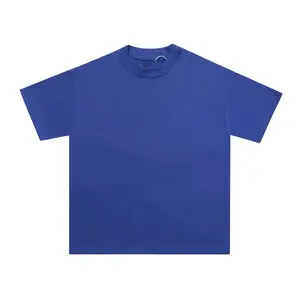 Accepter les t-shirts imprimés de coupe carrée, t-shirt surdimensionné en coton à col épais et épais pour hommes
