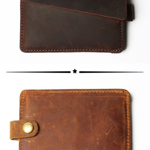 Boshiho Customized Crazy Horse Leather Business <b>Wallet</b> Card Holder <b>Men</b> Credit Id Coin Leather Front Pocket <b>Black</b> Slim - Product Image 2