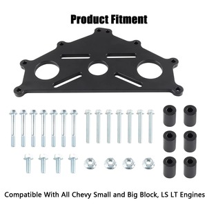 Placa adaptadora para soportes de motor Chevrolet BBC SBC LS1 Duramax, aleación de aluminio anodizado en negro - Product Image 2