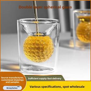 Vaso de agua recto de vidrio de borosilicato alto al por mayor vaso de gota de agua transparente de doble capa con borde cruzado vaso de chupito - Product Image 4