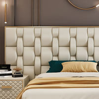 Ensemble de lit modulaire super luxueux en bois massif avec sommier réglable, rangement et revêtement en cuir moderne – Tailles Full/Queen/King