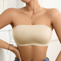 Soutien-gorge bandeau sans bretelles grande taille pour femme, sans couture, sans armatures, invisible, doux, confortable, fin, rembourré, uni, respirant, type tube