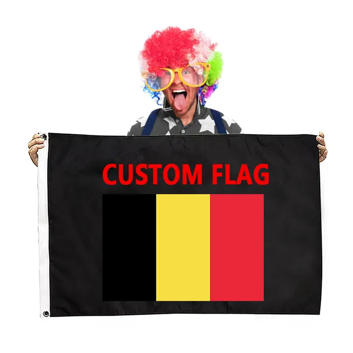 Drapeaux belges de la coupe européenne de vol extérieur en polyester 3x5ft 90x150cm personnalisés