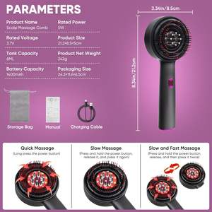 Peine de Masaje con Fototerapia 3 en 1, Cepillo de Masaje Eléctrico para el Cuero Cabelludo, Luz Roja y Azul para el Crecimiento del Cabello con Aplicador de Aceite - Product Image 6