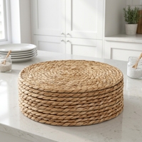 Set de table rond en jonc naturel fait main, 5 tailles, résistant à la chaleur, tapis de table tissés pour la protection de la table de salle à manger et de la cuisine