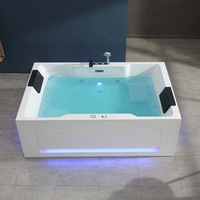 Baignoire de massage à remous en acrylique Gurgle Luxury pour 2 personnes, 16 jets d'eau, 2 oreillers, éclairage LED, spa à domicile