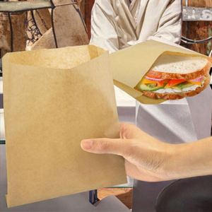 Sac en papier kraft biodégradable résistant à la graisse pour frites, design à fond en V, impression de logo, idéal pour l'emballage alimentaire - Offre Spéciale - Product Image 3