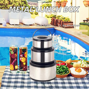 Contenedor de Almuerzo Reutilizable de Metal con Diseño de Pollo, Tapa Hermética de Plástico Libre de BPA, para Uso Familiar y de Oficina, Organizador de Alimentos con Temática de Pollo - Product Image 2