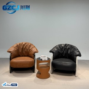 Sofá Individual de Cuero de Lujo Estilo Moderno de Mediados de Siglo, Sillón de Descanso para el Hogar, Oficina o Sala de Estar, Cómodo - Product Image 2