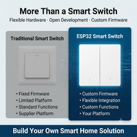 Interruptor de Pared Inteligente WiFi ESP32 de 1/2/3/4 Vías con Neutro, Firmware Personalizado OEM ODM, Interruptor de Luz para Automatización del Hogar