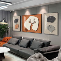Ensemble d'art mural moderne minimaliste de luxe, 3 tableaux abstraits de cerfs sur toile pour le salon, fond de canapé, décoration intérieure