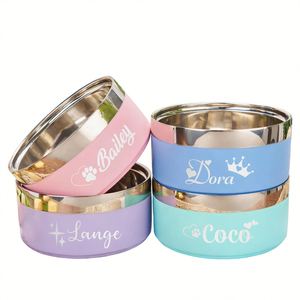 Comederos de Acero Inoxidable para Perros y Gatos con Diseño de Adhesivos, Base Antideslizante, Fáciles de Limpiar y Portátiles - Product Image 1