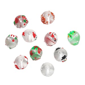 Perles de verre de Noël 12 mm rondes en cristal de lampwork, accessoires de fabrication de bijoux DIY, perles en vrac pour projets d'artisanat de fêtes - Product Image 5
