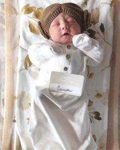 Oganic Cotton <strong>Newborn</strong> Baby Girl Boy Sleeping <strong>Dressing</strong> <strong>Gown</strong> with Hat - Product Image 6
