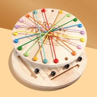 Jeu de société en bois premium 2-en-1 : défi de dénoulement de cordes et d'échecs magnétiques, améliore la concentration des enfants, jeu à long terme