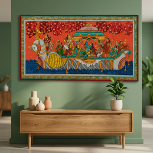 Décoration suspendue rectangulaire pour salon, thème Diwali, origine Orissa, par Nauka Vihar Pattachitra - Product Image 6