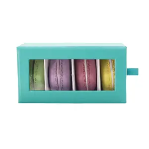 Custom Printed Macaron Cookie Packaging Gift Box Custom With Clear Window Chocolate Box