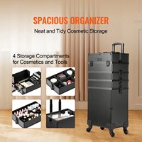 Valise à roulettes en aluminium 5 en 1 pour maquillage et cosmétiques avec support OEM, doublure EVA résistante à la poussière