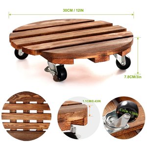 <span class=keywords><strong>Plante</strong></span> Caddy Bois Duty Verrouillable Roulette Roue Intérieur Extérieur Patio Pot De Fleur Succulent Pot Dolly Roller Rolling Plant Stand - Product Image 5