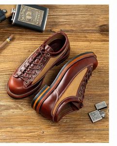 Bottes à lacets en cuir véritable pour homme, produit rétro le plus vendu - Bottes d'automne pour homme de haute qualité - Collection 2025 - Product Image 6