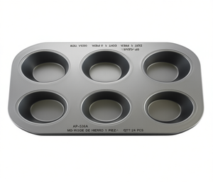 Molde para Muffins de 6 Cavidades, Acero Inoxidable, Rectangular, Apto para Horno, AP-536A - Product Image 1