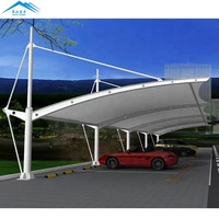 Abri de voiture en acier durable, imperméable, avec structure en PVDF, pour le stationnement des voitures