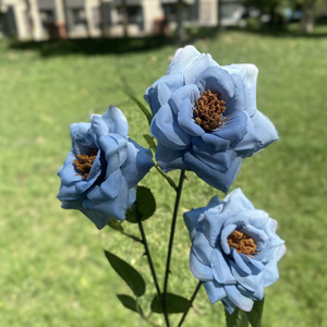 Artificial Roses <b>Silk</b> <b>Flower</b> High Simulation Wedding Home Outdoor Decorations Single Branch Miniature Rose - Product Image 3