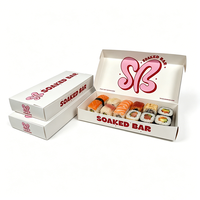 Boîte à emporter pour sushis, écologique, recyclable, en papier artistique, avec revêtement UV en feuille d'or, personnalisable, emballage alimentaire pour sushis et gâteaux