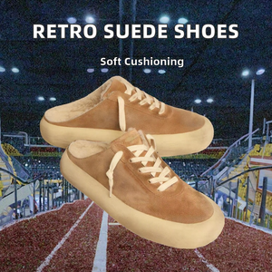 Chaussures décontractées rétro respirantes en daim de vache pour hommes et femmes, à semelle épaisse et amortissante, à enfiler, pour le printemps et l'automne - Product Image 2