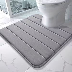 Alfombra de baño de coral Cangming, color sólido, en forma de U, antideslizante y absorbente para baño - Product Image 1