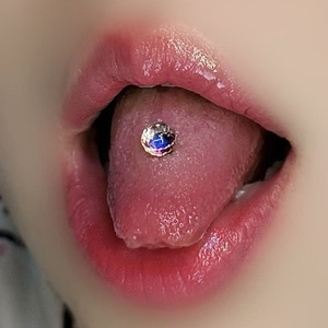 Piercing de Lengua Gaby F136 de Titanio con Bola de <span class=keywords><strong>Discoteca</strong></span> y Piedras Pequeñas, Anillo de Lengua con Rosca Interna - Product Image 2