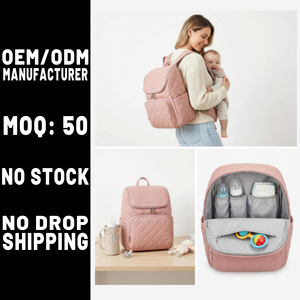 Bolsa de Pañales de Piel Sintética Personalizada OEM, Acolchada, Resistente al Agua, con Diseño Convertible y Artículos Esenciales para Mamá - Product Image 1