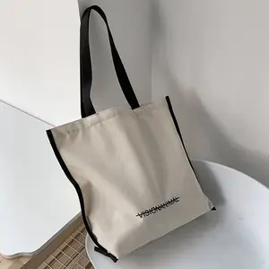 Wholesale Large Cotton Canvas Tote Bag Customized Foldable Shopping Bag With Custom Printed Logo For Gift Giving