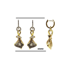 Cadeau d'anniversaire de mariage, boucles d'oreilles créoles vintage brillantes en or jaune 18 carats avec diamants naturels de haute qualité taille brillant pour femme - Product Image 2