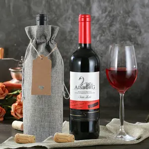 Bolsa de lino con cordón para botella de vino, logotipo personalizado, 10, 12, 24 o 36 unidades