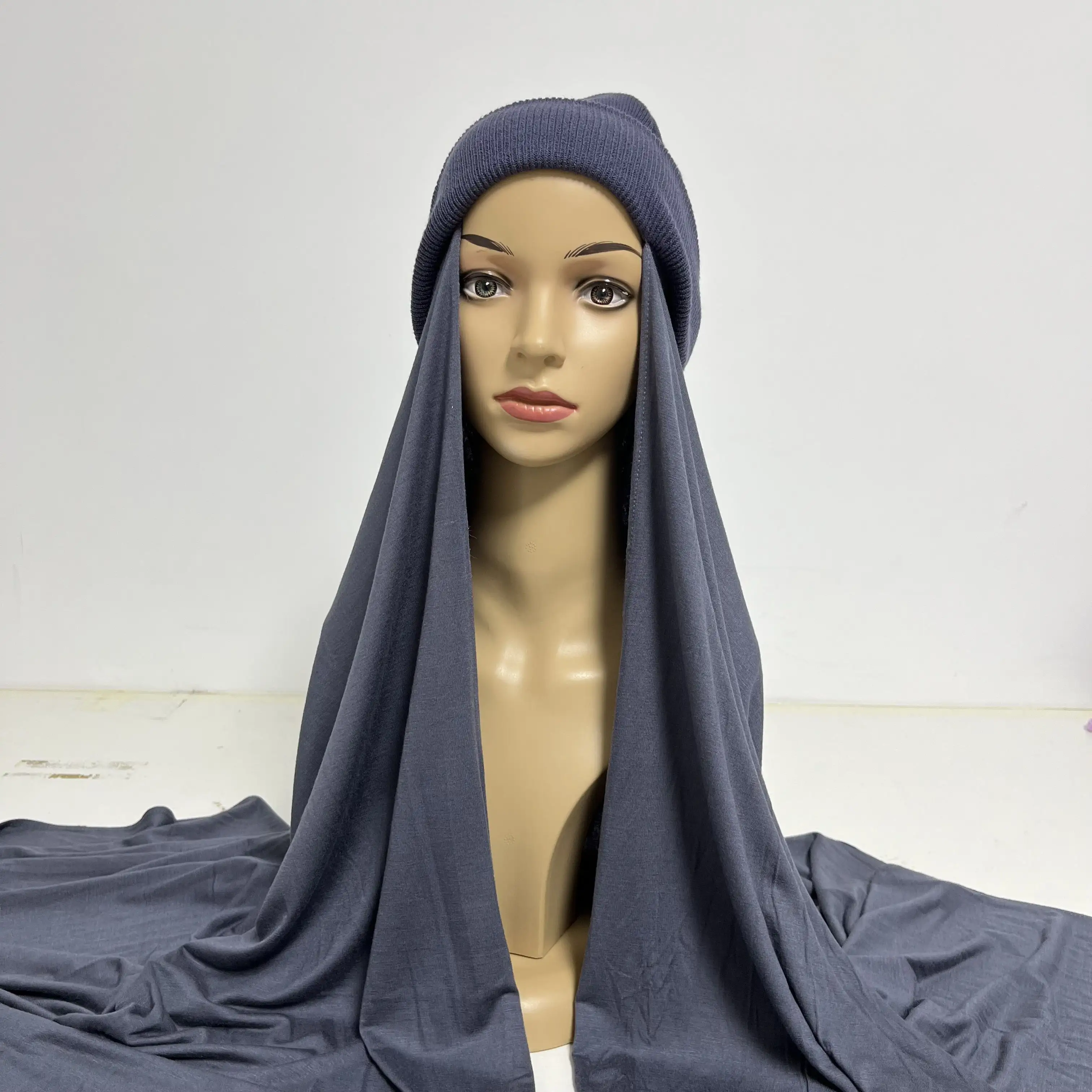 Nieuwe Winter Warme Dikke Jersey Hijab Met Mutsen Premium Malaysia Instant Katoenen Jersey Sjaal Hijabs