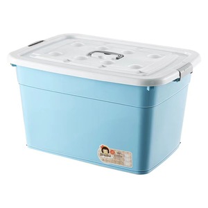 Large Capacity Plastic <b>Storage</b> <b>Box</b> Rectangle Solid Color With Wheels For Clothes Blankets Toys Dormitory Use - Product Image 5