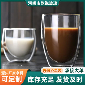 Tasse en verre à double paroi en forme d'œuf sans poignée, résistante à la chaleur, pour jus, lait, café, thé - Product Image 5
