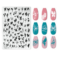 Plaques d'estampage d'ongles réutilisables Papillons Dentelle Motifs d'animaux Outils d'impression d'ongles en acier inoxydable