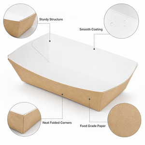 Cajas de Papel Kraft Desechables para Alimentos, Contenedores de Papel Ecológicos Resistentes al Aceite en Forma de Barco para Empacar Bocadillos, Frutas y Comida Rápida - Product Image 4