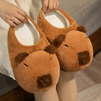 Pantoufles en peluche unisexes Capybara antidérapantes, mignonnes, chaussures de maison, confortables, pour l'extérieur, hiver
